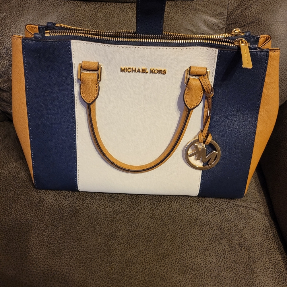 Michael Kors large Sutton Tricolor saffiano leather 3 compartment bag/purse/tote